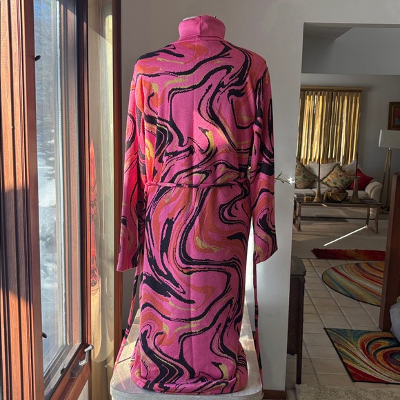 NWT Beautiful Zara Turtleneck pink, orange, black & lime green sweater dress. - Picture 3 of 11